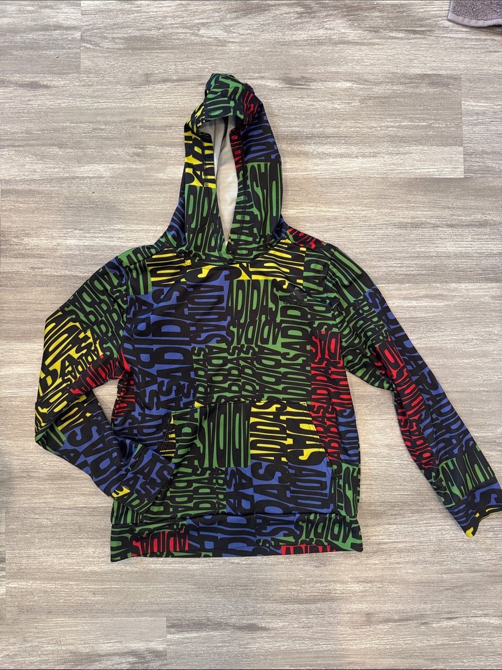 adidas Multicolor Logo Print Hoodie — Red Blue Green Yellow